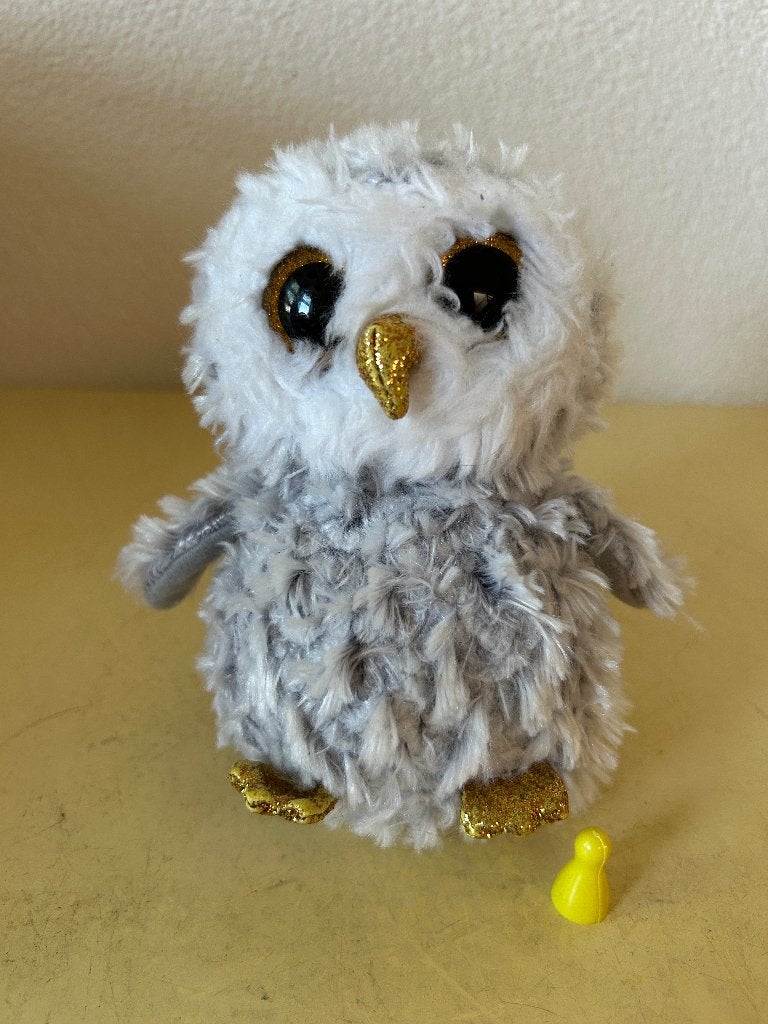 Ty Beanie Boos uil Owlette knuffel grijs goud - 2018, Overige typen, Grijs, Ophalen of Verzenden, Zo goed als nieuw