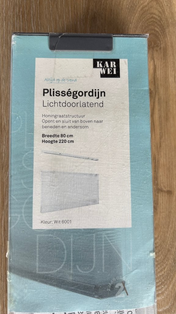 Karwei dubbel plisségordijn lichtdoorlatend wit 80x220 NIEUW, Huis en Inrichting, Ophalen, 220 cm, Wit, Karwei