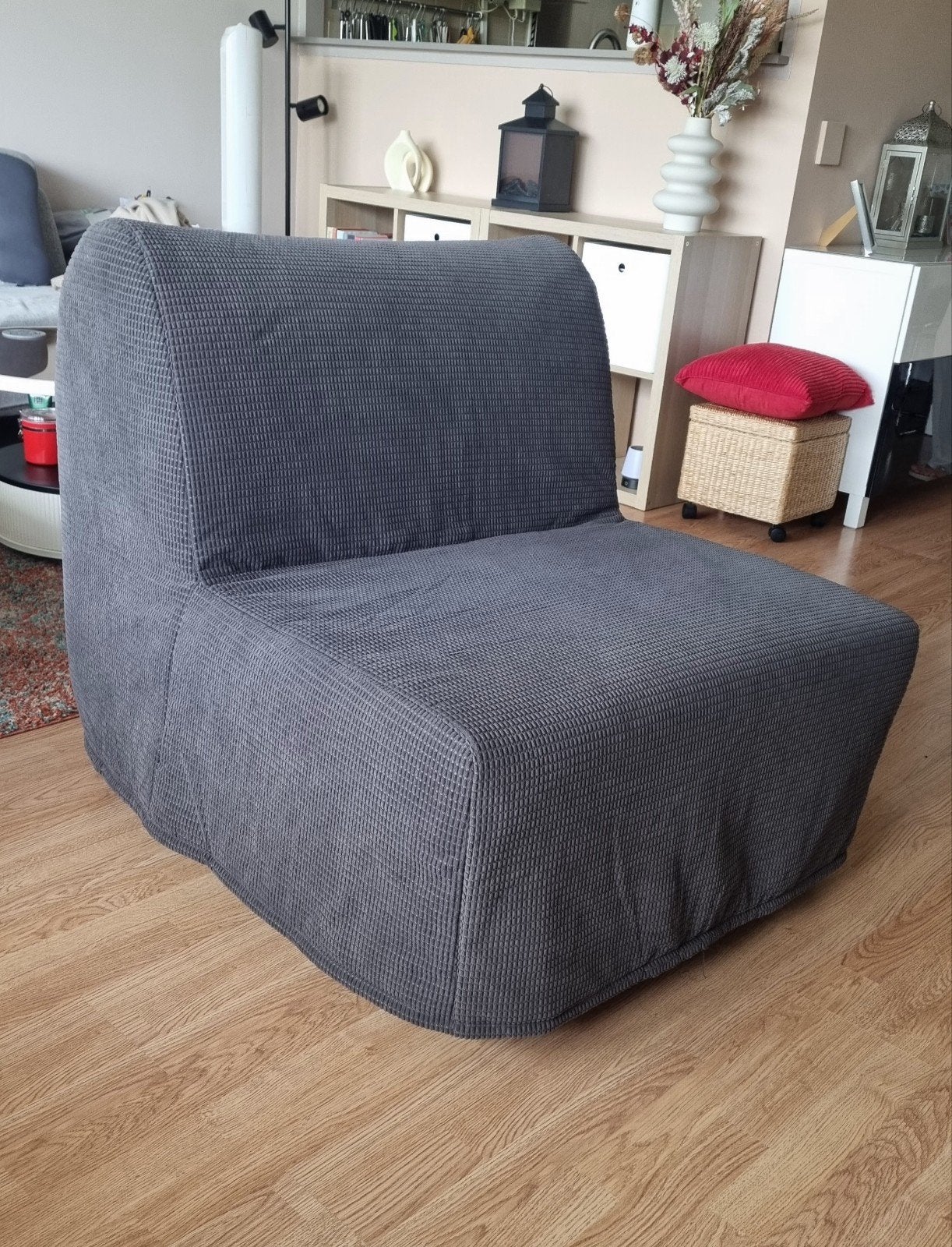 IKEA LYCKSELE slaapbank VANSBRO donkergrijs, 90 cm, Eenpersoons, Ophalen of Verzenden, Zo goed als nieuw