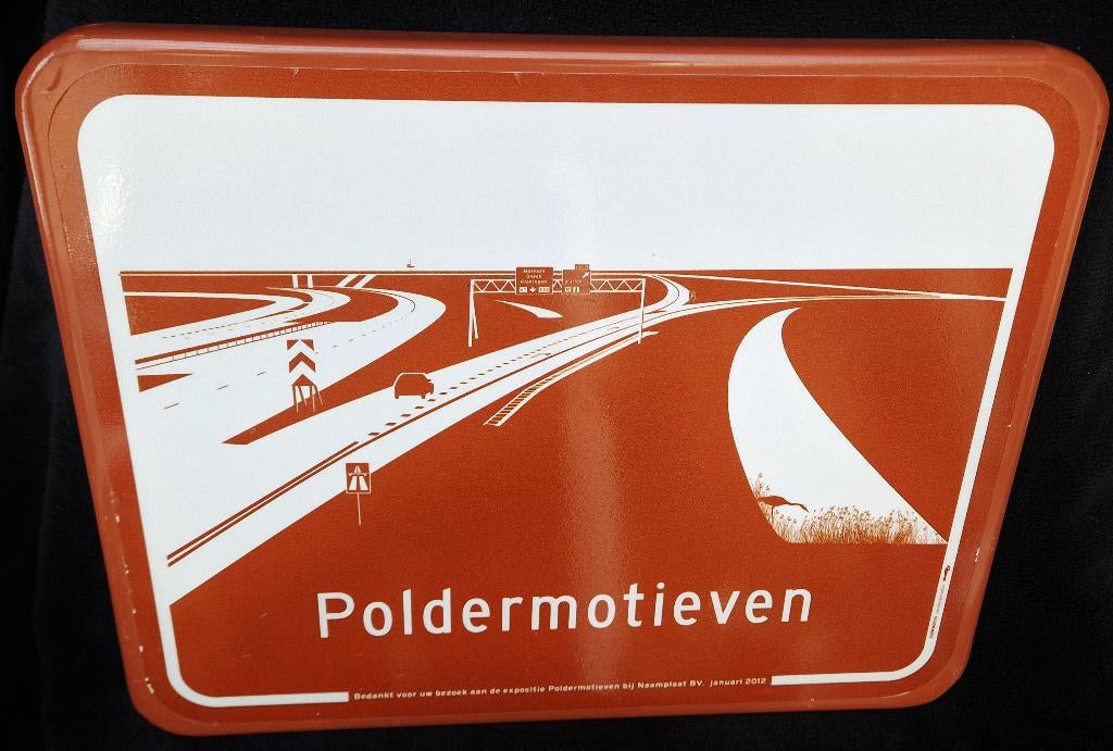 Uniek Bord eenmalige uitgifte nav. expositie POLDERMOTIEVEN, Ophalen of Verzenden, Zo goed als nieuw, Reclamebord