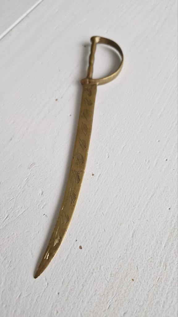 Vintage messing briefopener in zwaardvorm, Ophalen of Verzenden