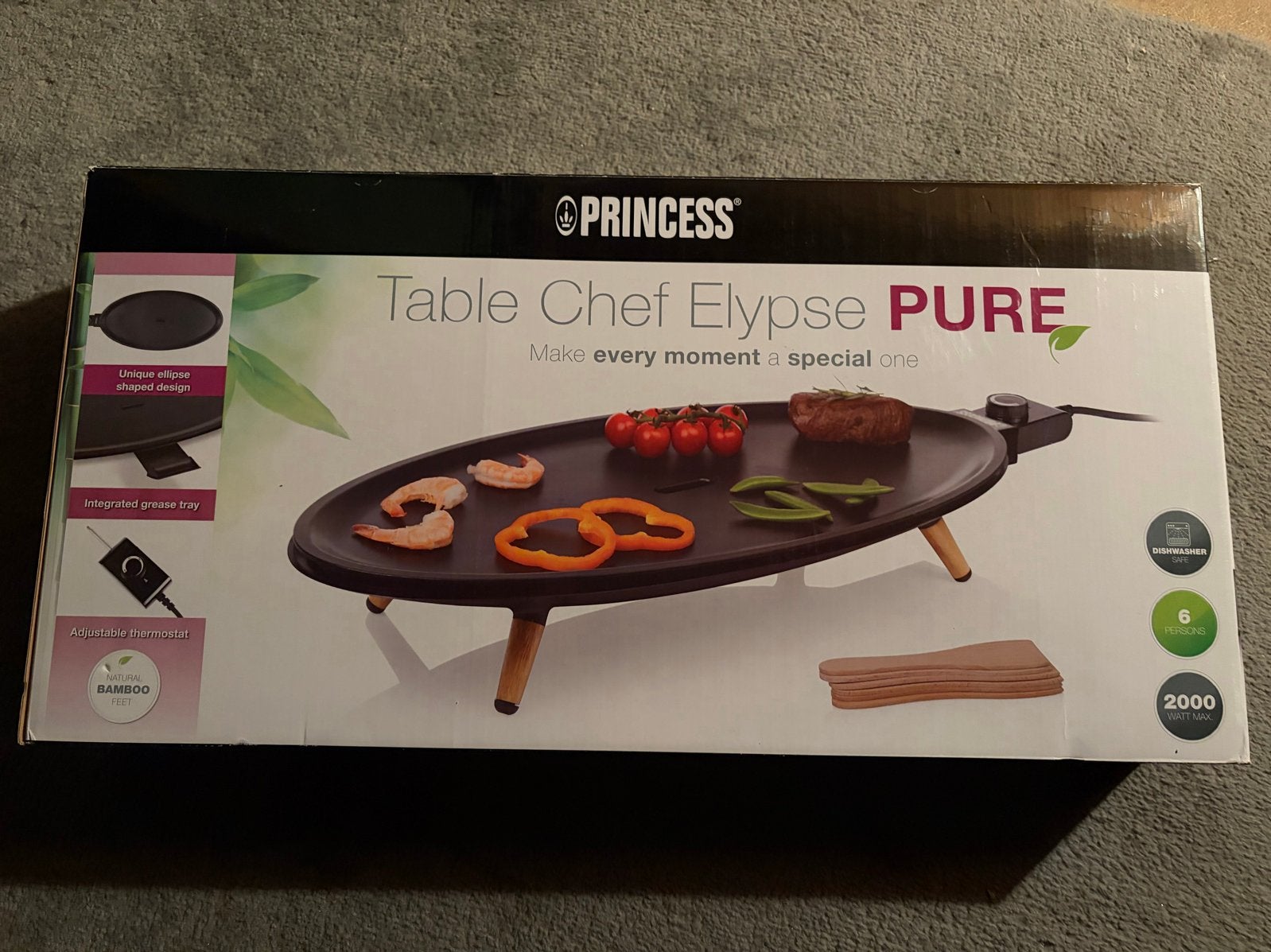 Princess Table Chef Elypse Pure Grillplaat, Ophalen of Verzenden, Nieuw, 4 t/m 7 personen