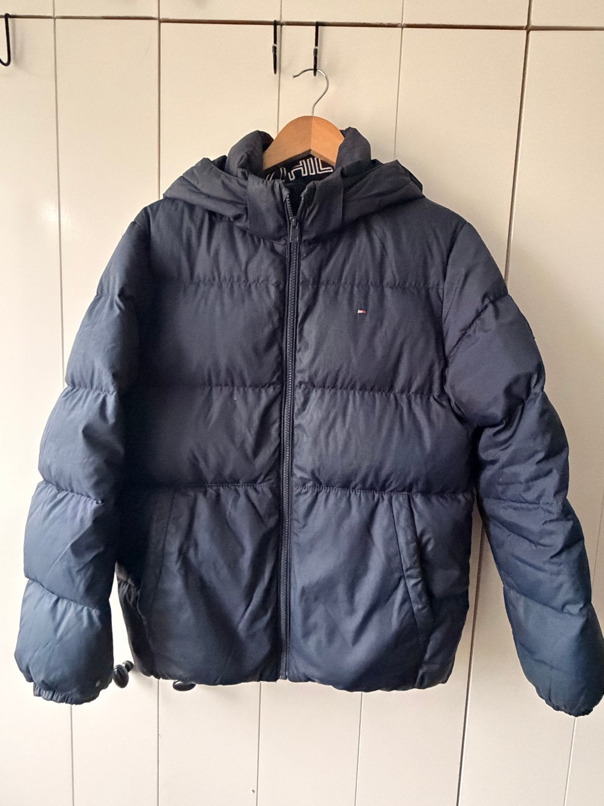Tommy Hilfiger Puffer Jas Maat 164 Donkerblauw, Ophalen of Verzenden, Gebruikt, Jongen of Meisje, Jas