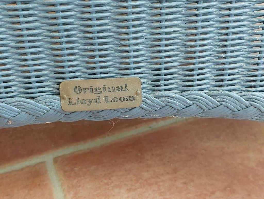 2 Blauwe rieten stoelen Lloyd Loom, Ophalen, Gebruikt, Twee, Blauw
