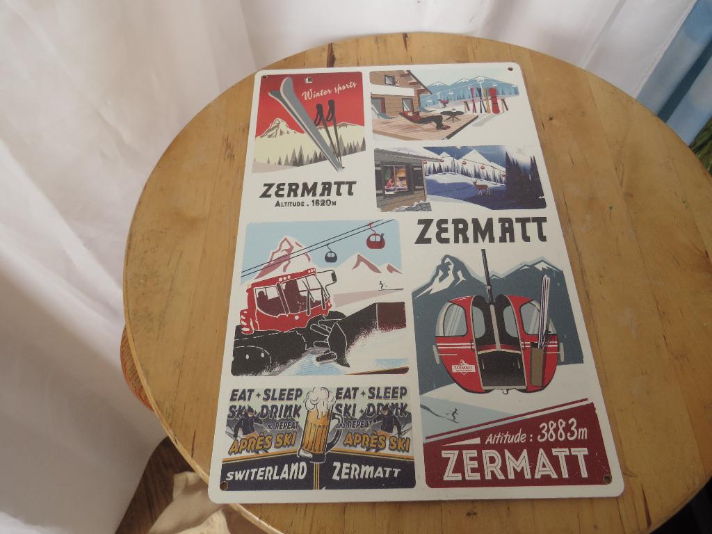 zwitserse toeristen item zermatt ski wand bord, Ophalen of Verzenden, Nieuw