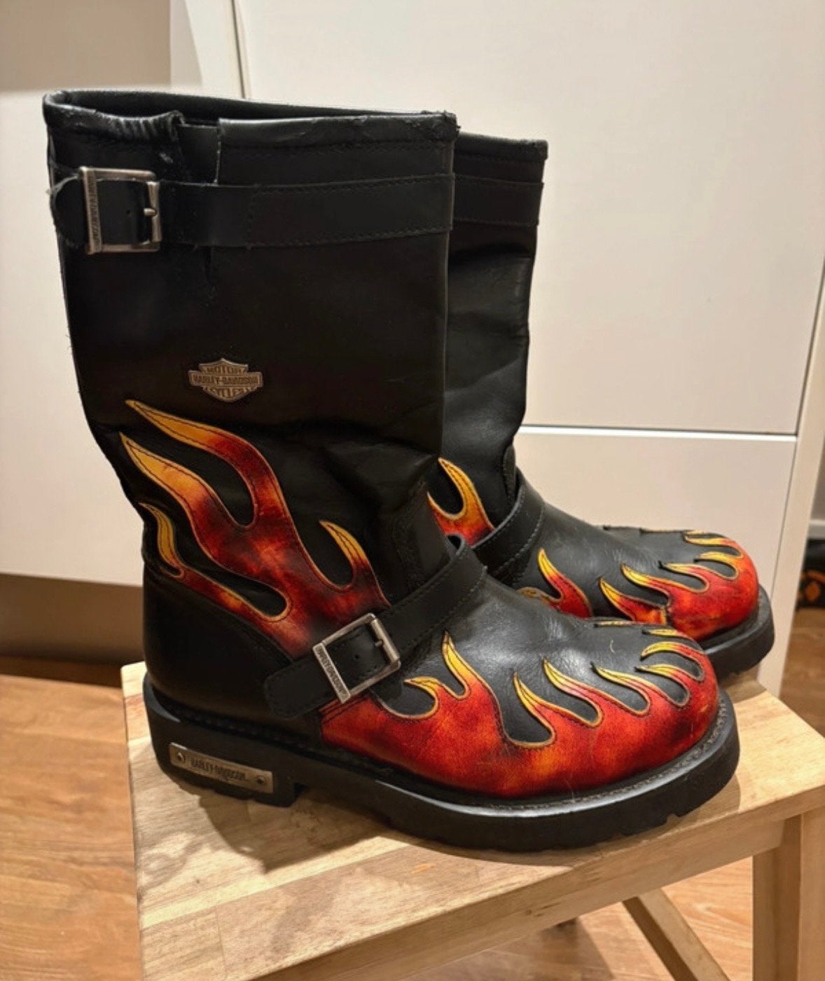 Harley-Davidson motorlaarzen met vlammen, maat 43, Ophalen of Verzenden, Gedragen, Zwart, Boots
