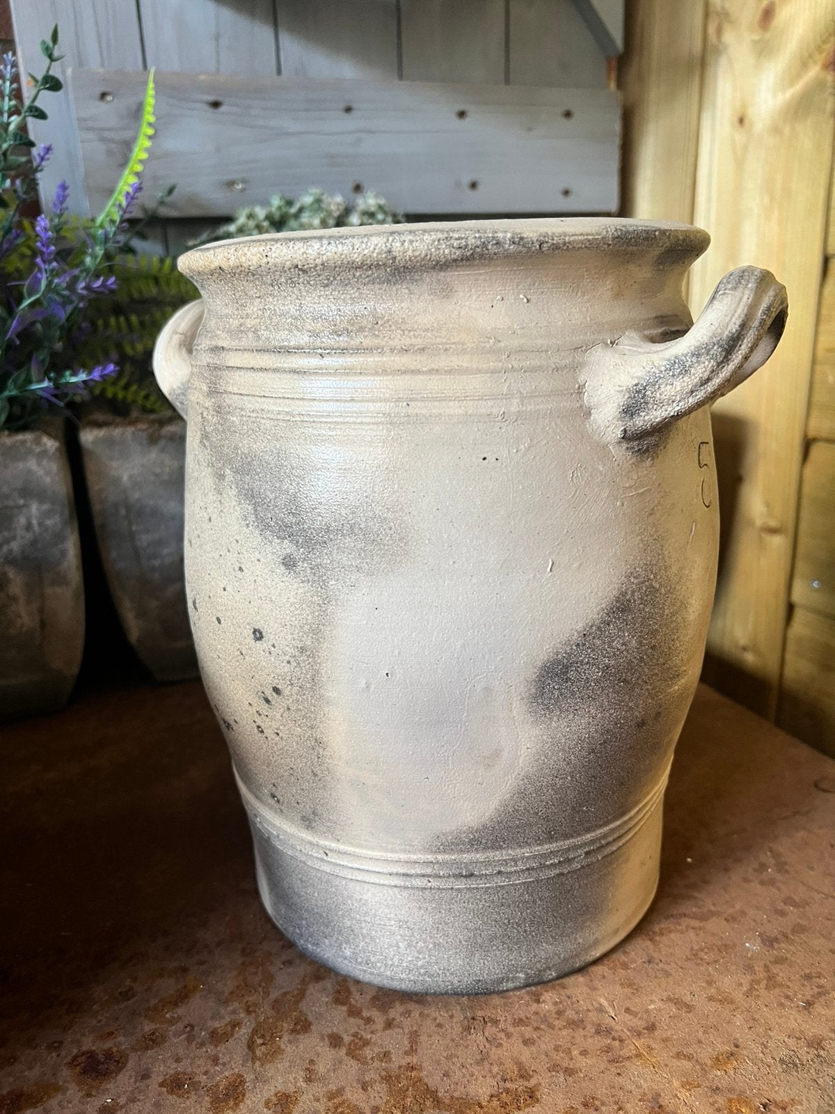 Unieke Franse grijze grespot, confitpot 5 liter, Ophalen