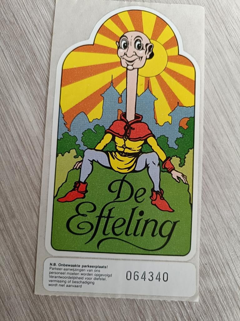 Efteling parkeer sticker, Ophalen of Verzenden, Zo goed als nieuw, Overige typen