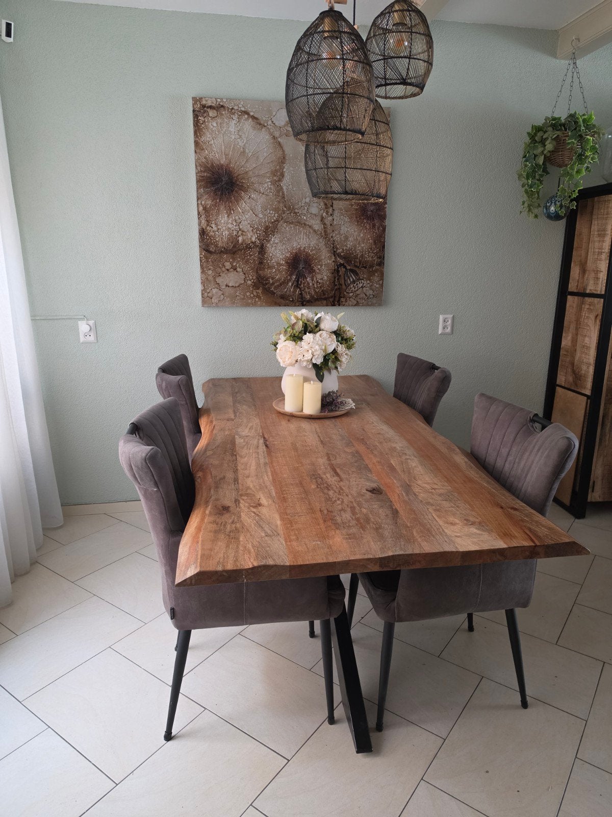eettafel met 4 stoelen., Ophalen, Zo goed als nieuw, 4 tot 6 stoelen