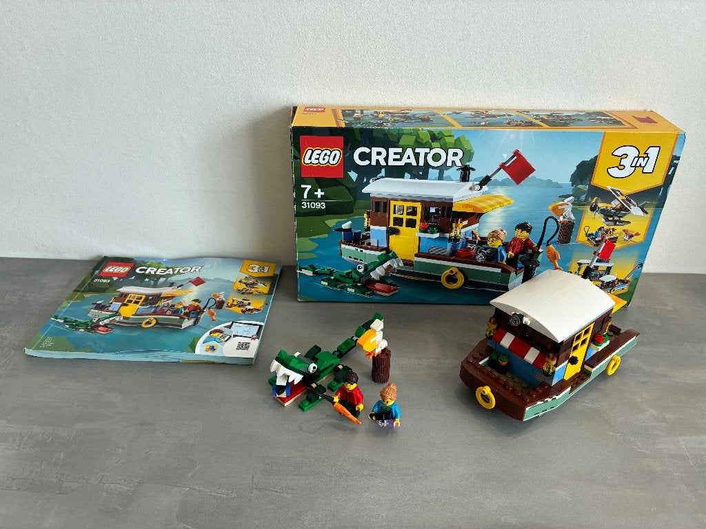 Lego 31093 Creator Woonboot aan de rivier 3 in 1 met doos, Lego, Inclusief accessoires, Ophalen of Verzenden, Zo goed als nieuw