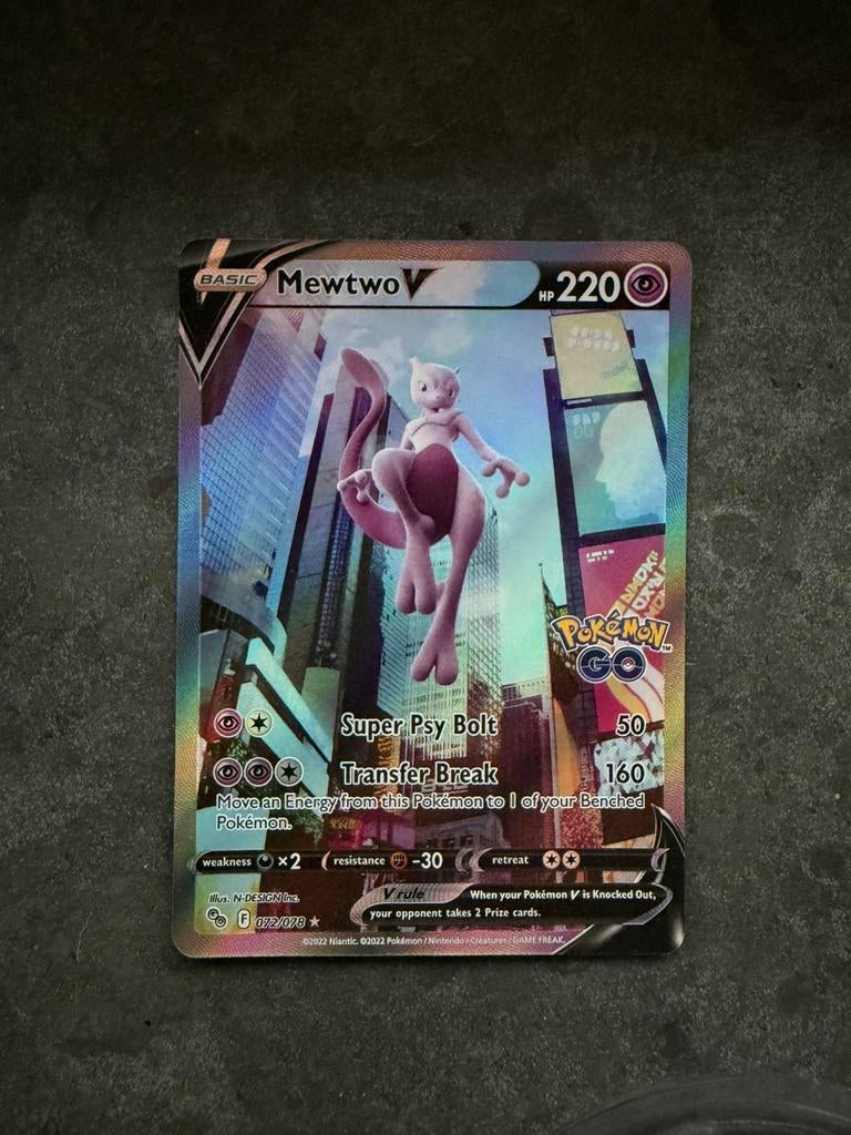 Mewtwo V (PGO 072) Pokémon kaart, Ophalen of Verzenden, Nieuw, Losse kaart