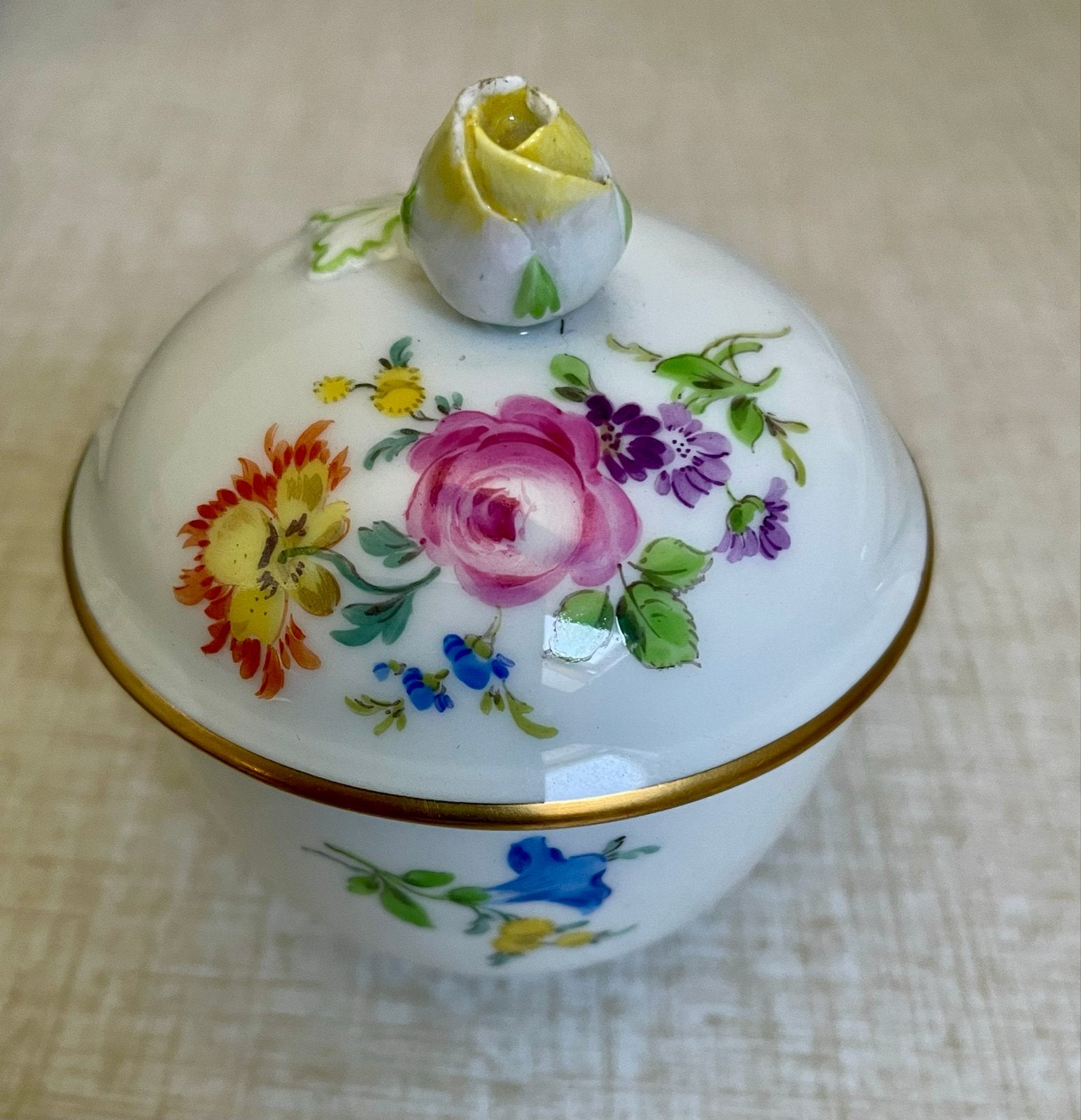 Antieke Meissen Porseleinen potje, Ophalen of Verzenden
