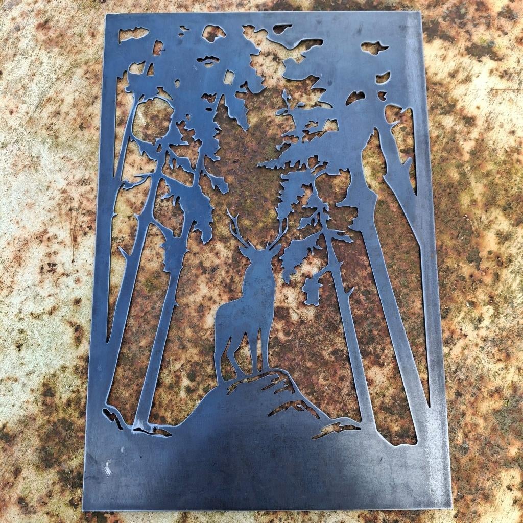 Hert in het bos Cortenstaal Frame / Wanddecoratie, Ophalen of Verzenden, Nieuw