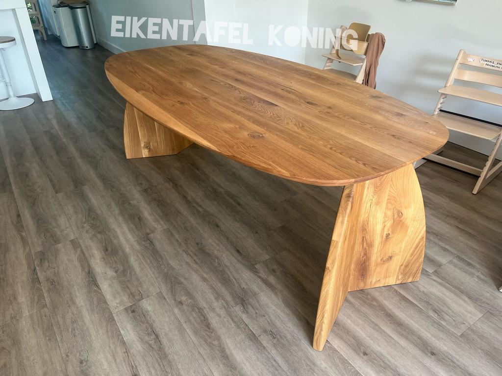 Eiken tafel 4cm massief Deens ovaal japandi | eethoek | SALE, 100 tot 150 cm, Eikenhout, 200 cm of meer, Ophalen of Verzenden