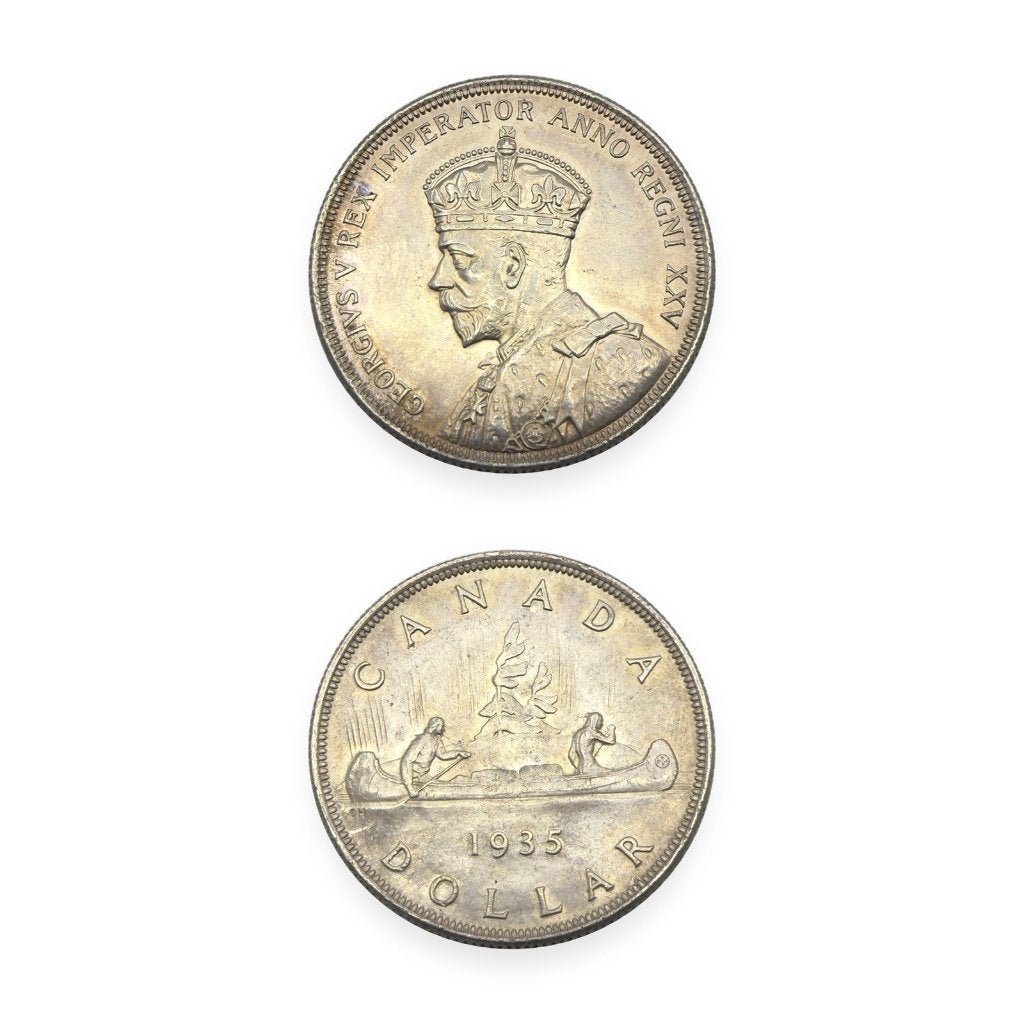 Zilveren Canada Dollar 1935 George V Voyageur Jubilee, Ophalen of Verzenden, Noord-Amerika, Zilver