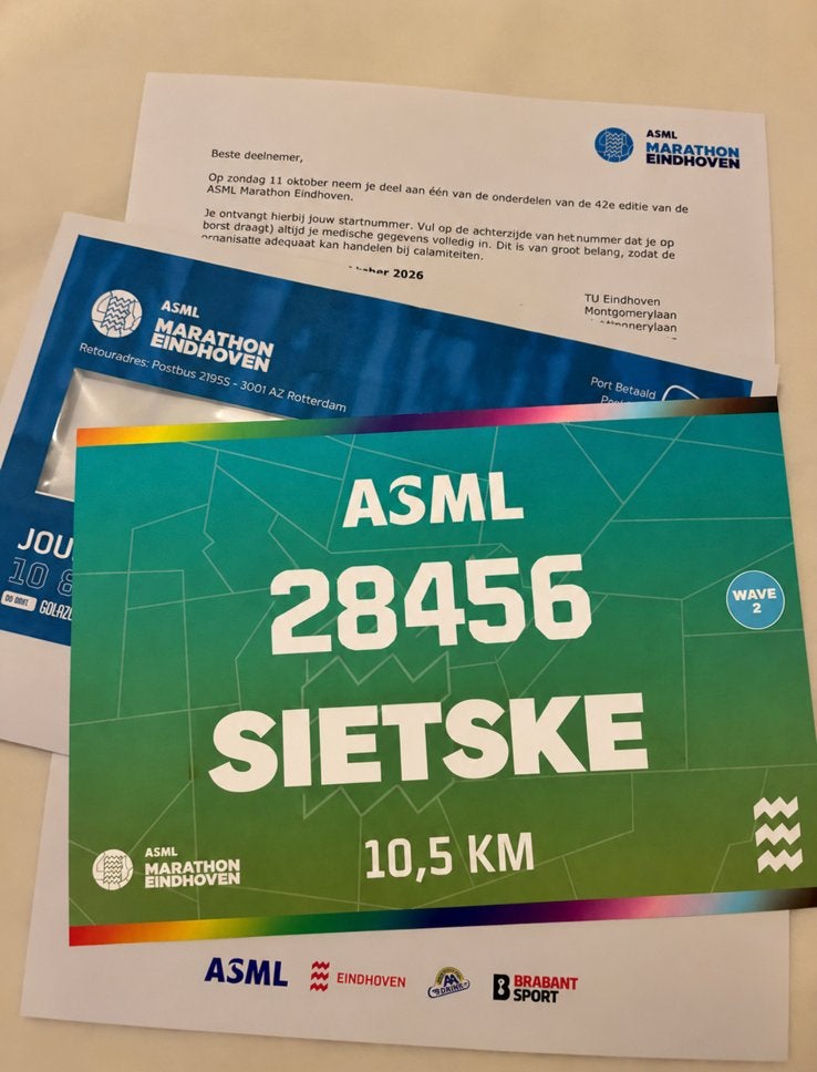 [2x] - Kwart Marathon Eindhoven Startbewijs - Hoofddorp, Twee personen
