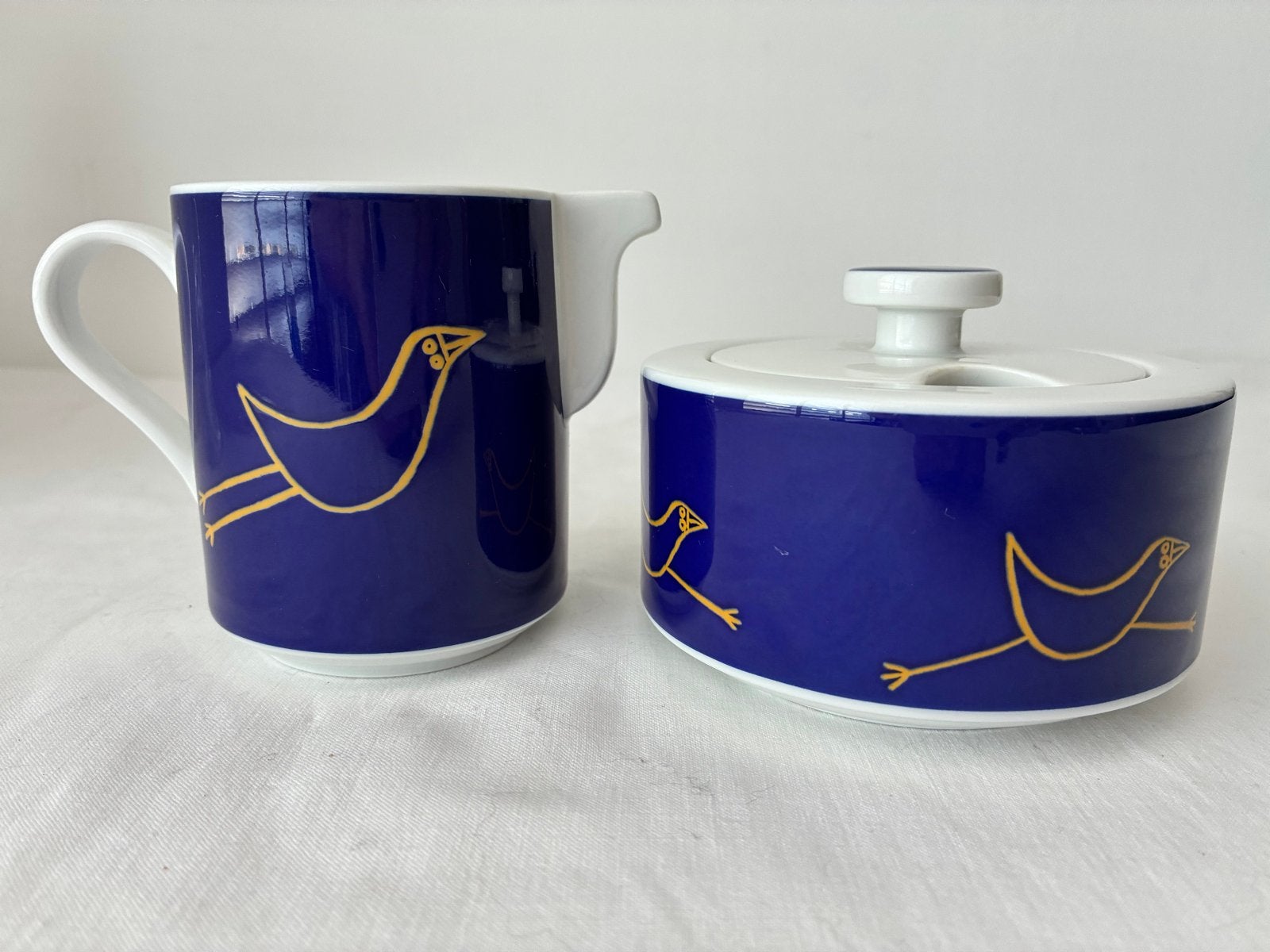 Arzberg Melkkan en Suikerpot met Vliegende Vogels, Arzberg, Overige typen, Vintage, Ophalen of Verzenden