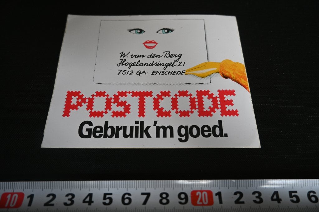 sticker PTT Post  Postcode Gebruik 'm goed, Ophalen, Zo goed als nieuw