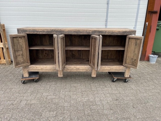 Dressoir 229 cm antiek Elm houten exclusief Uniek item, 1 of 2 laden, Dressoir 229cm antiek Elm hout Uniek item voorraad-kwaliteit