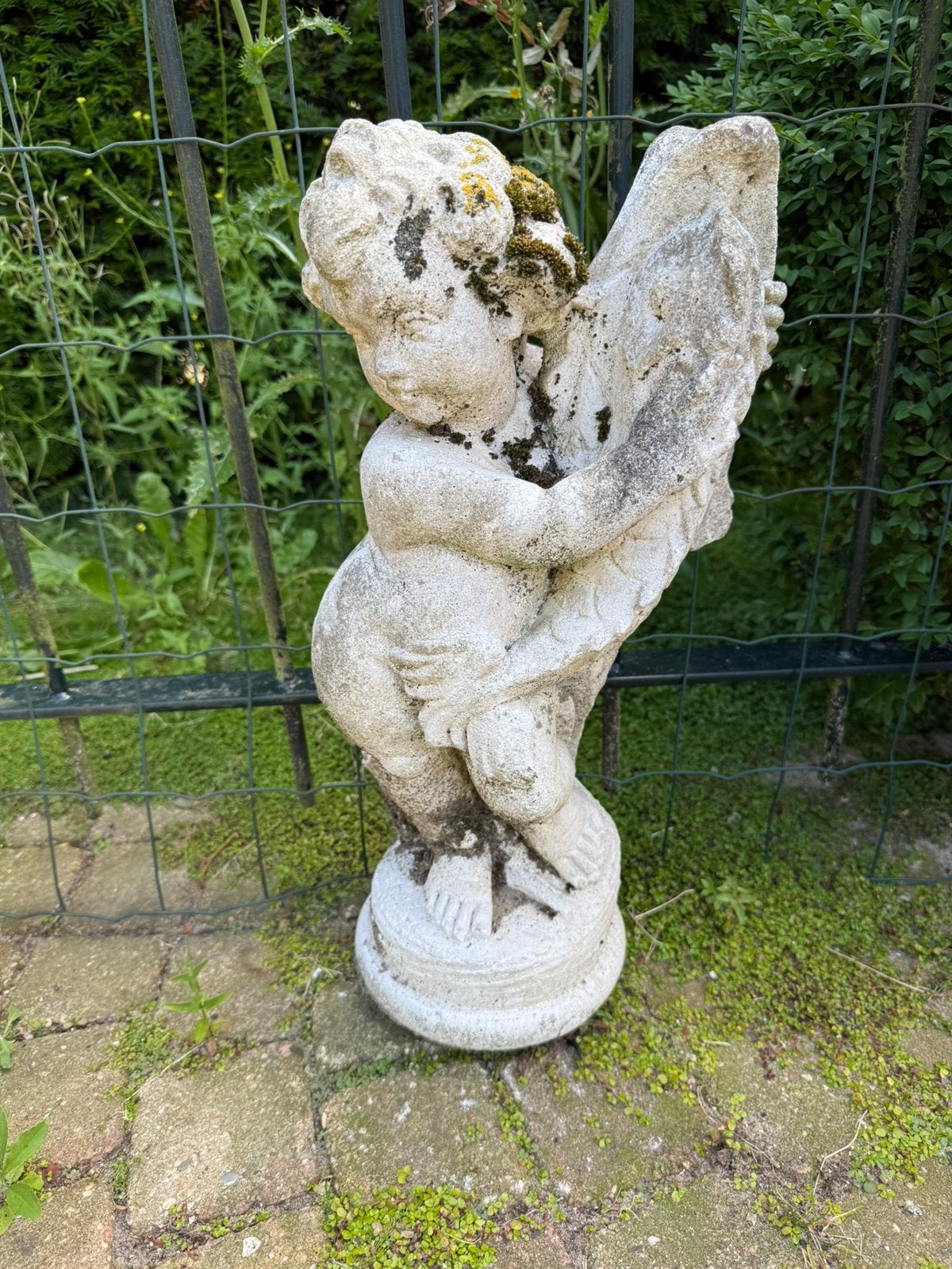 Betonnen tuinbeeld engel, Tuin en Terras, Tuinbeelden, Ophalen, Gebruikt, Beton, Engelenbeeld
