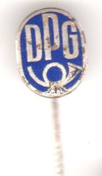 DPG-jachthoorn oud speld emaille- zilver of zilverkl., Verzenden, Zo goed als nieuw, Transport