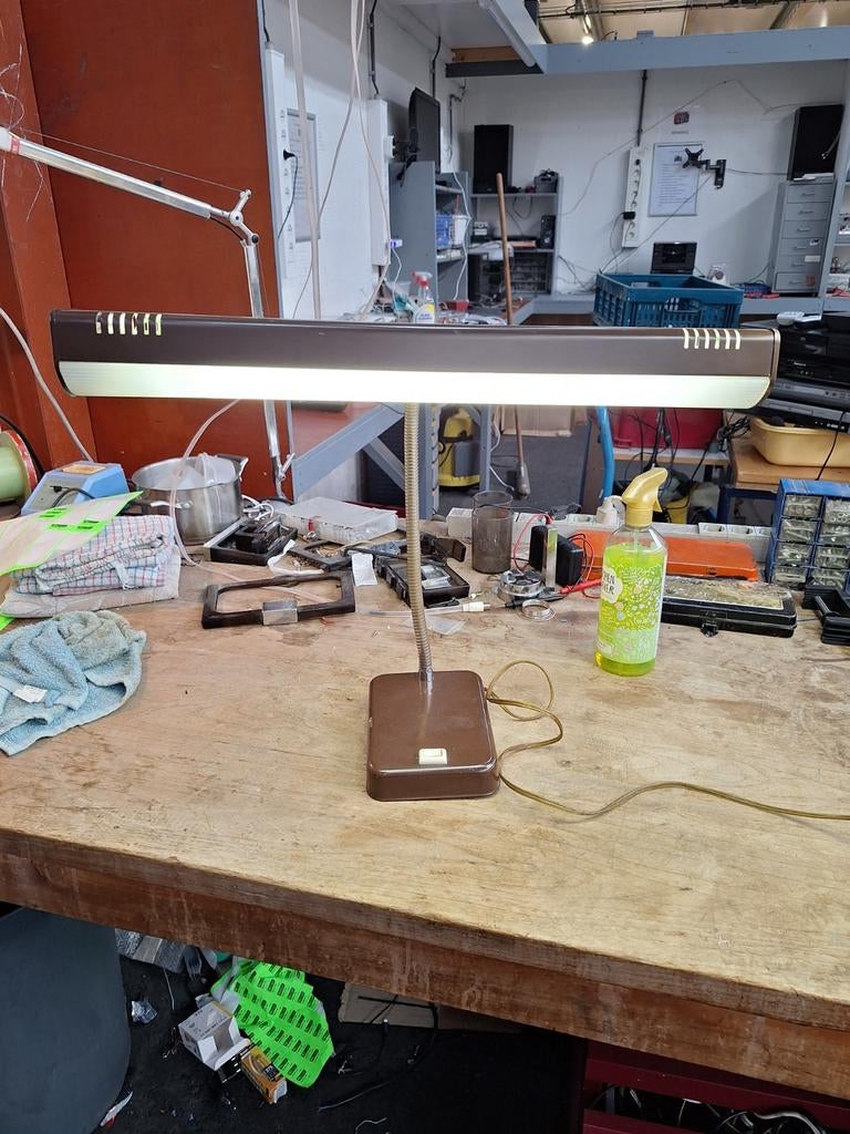 Vintage Bruine Burolamp - Werkt Perfect, Ophalen of Verzenden
