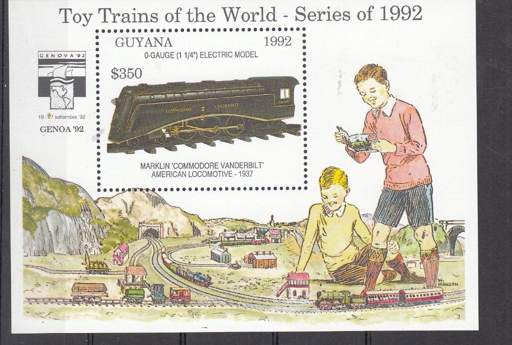 Treinen Guyana 1992 Mi nr blok 215 Marklin Commodore, Ophalen of Verzenden, Postfris, Treinen