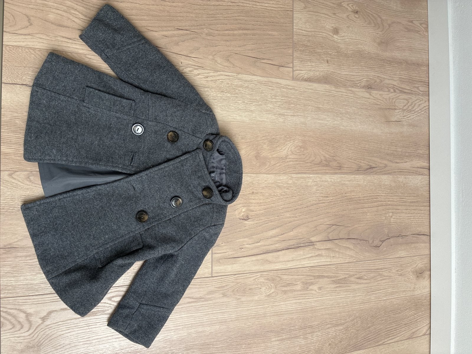 Zara Kids Grijze Wollen Jas Maat 98 (2-3 jaar), Ophalen, Gebruikt, Jongen of Meisje