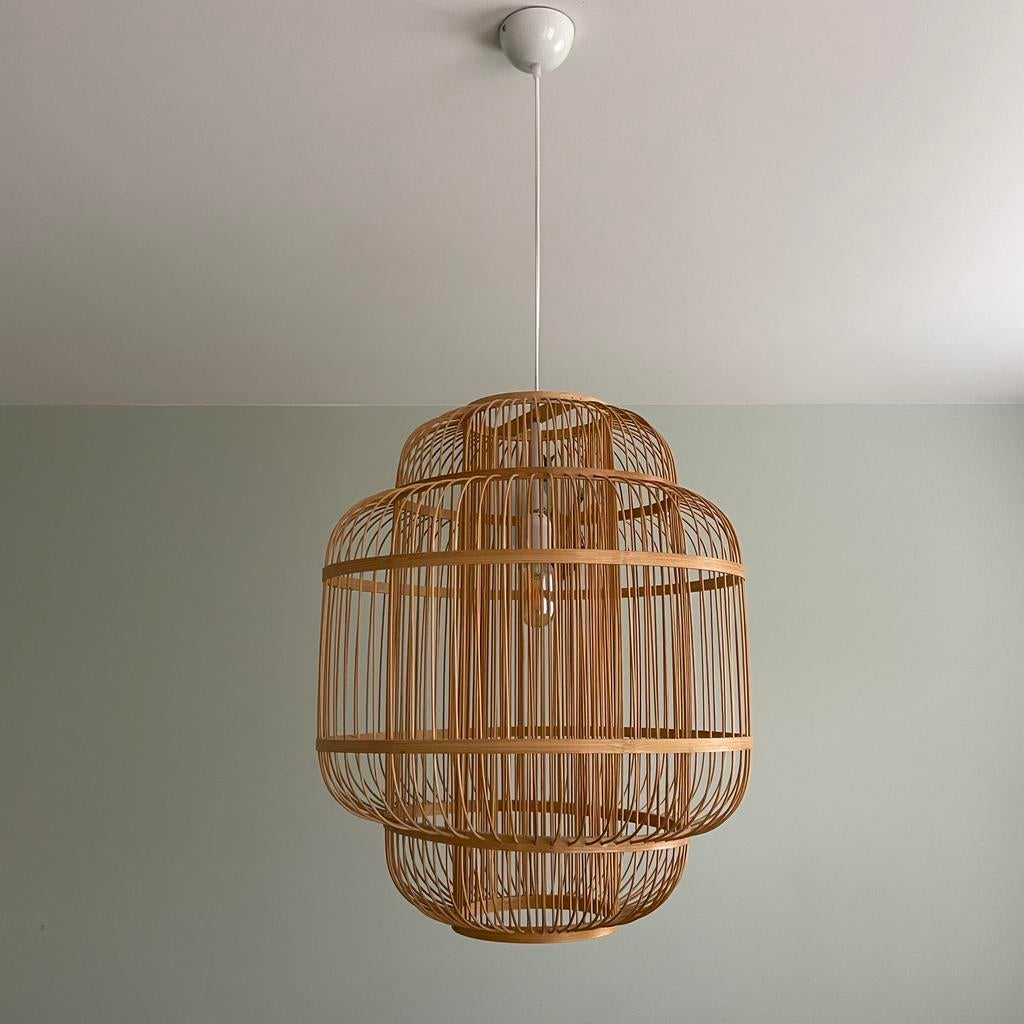 Bamboe hanglamp 60*45, Huis en Inrichting, Lampen | Kroonluchters, Ophalen, Gebruikt