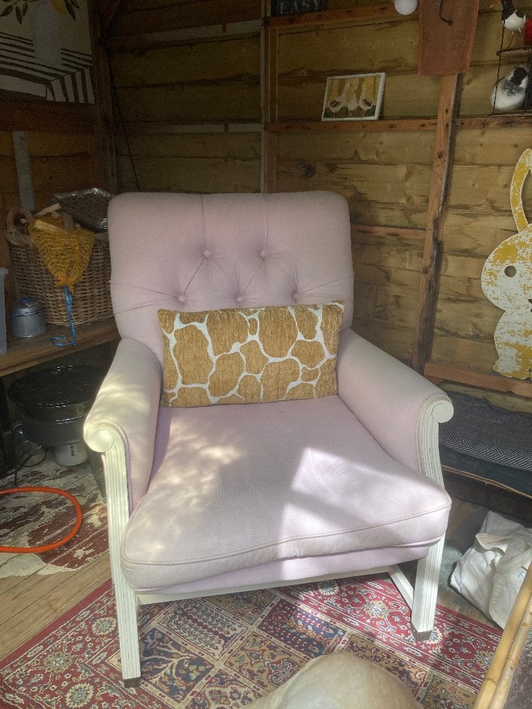 Roze fauteuil voor stoffeerders, Ophalen, Gebruikt, Minder dan 75 cm, Stof