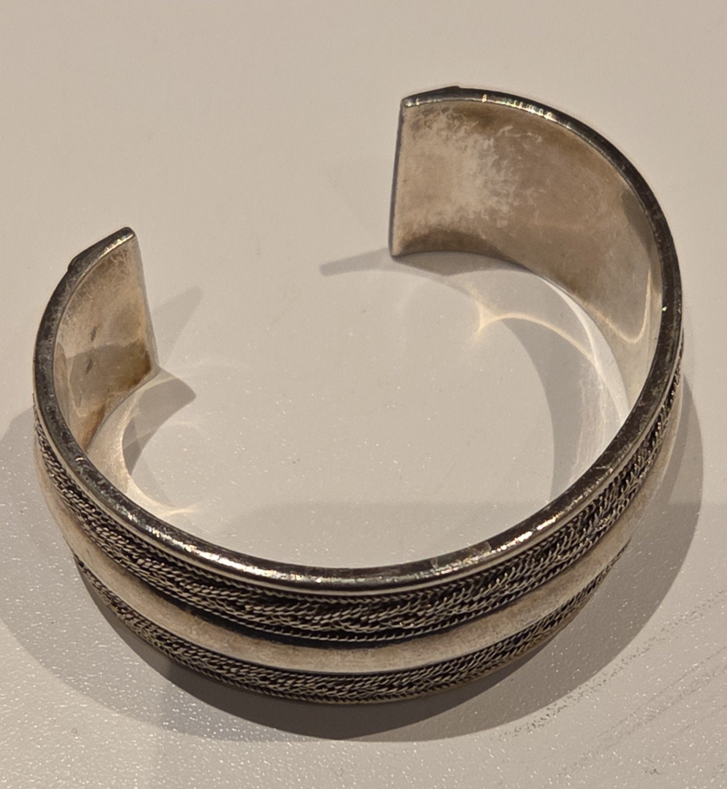 zware vintage zilveren manchetarmband, Gebruikt, Ophalen of Verzenden, X, Zilver