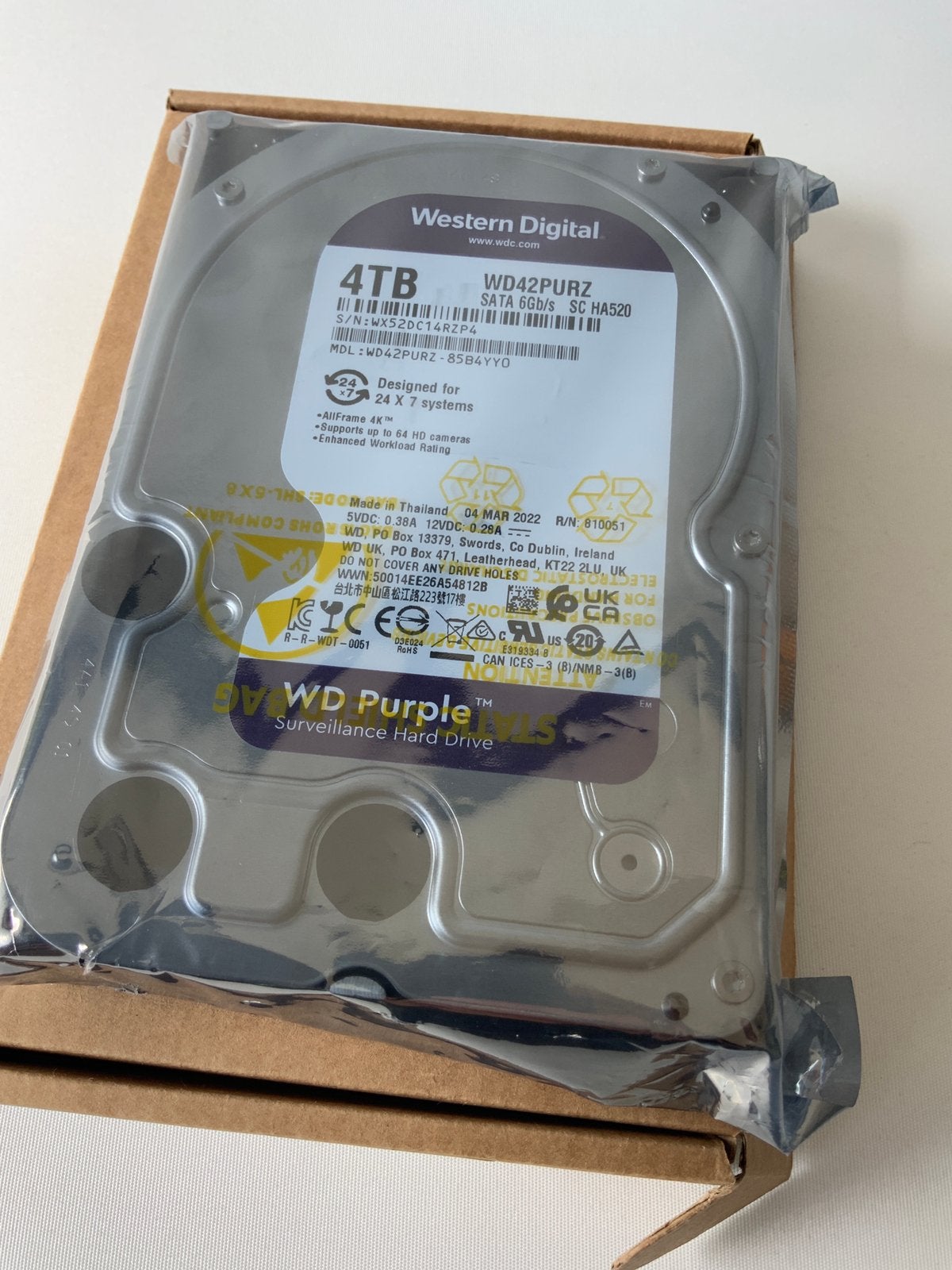 KOOPJE - Nieuwe WD 4TB Purple HDD, Computers en Software, Harde schijven, Intern, Verzenden, Server, Nieuw
