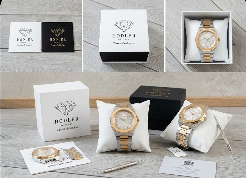 Hodler Watches Zernez-Gold Silver Polshorloge, Sieraden, Tassen en Uiterlijk, Horloges | Heren, Ophalen of Verzenden, Nieuw, Staal