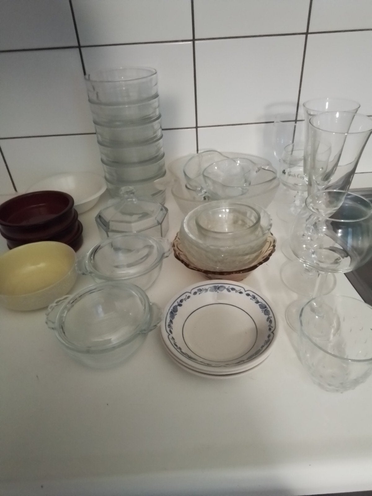 Diverse schaaltjes en glazen samen 15 euro, Gebruikt, Met deksel, Schaal, Ophalen of Verzenden
