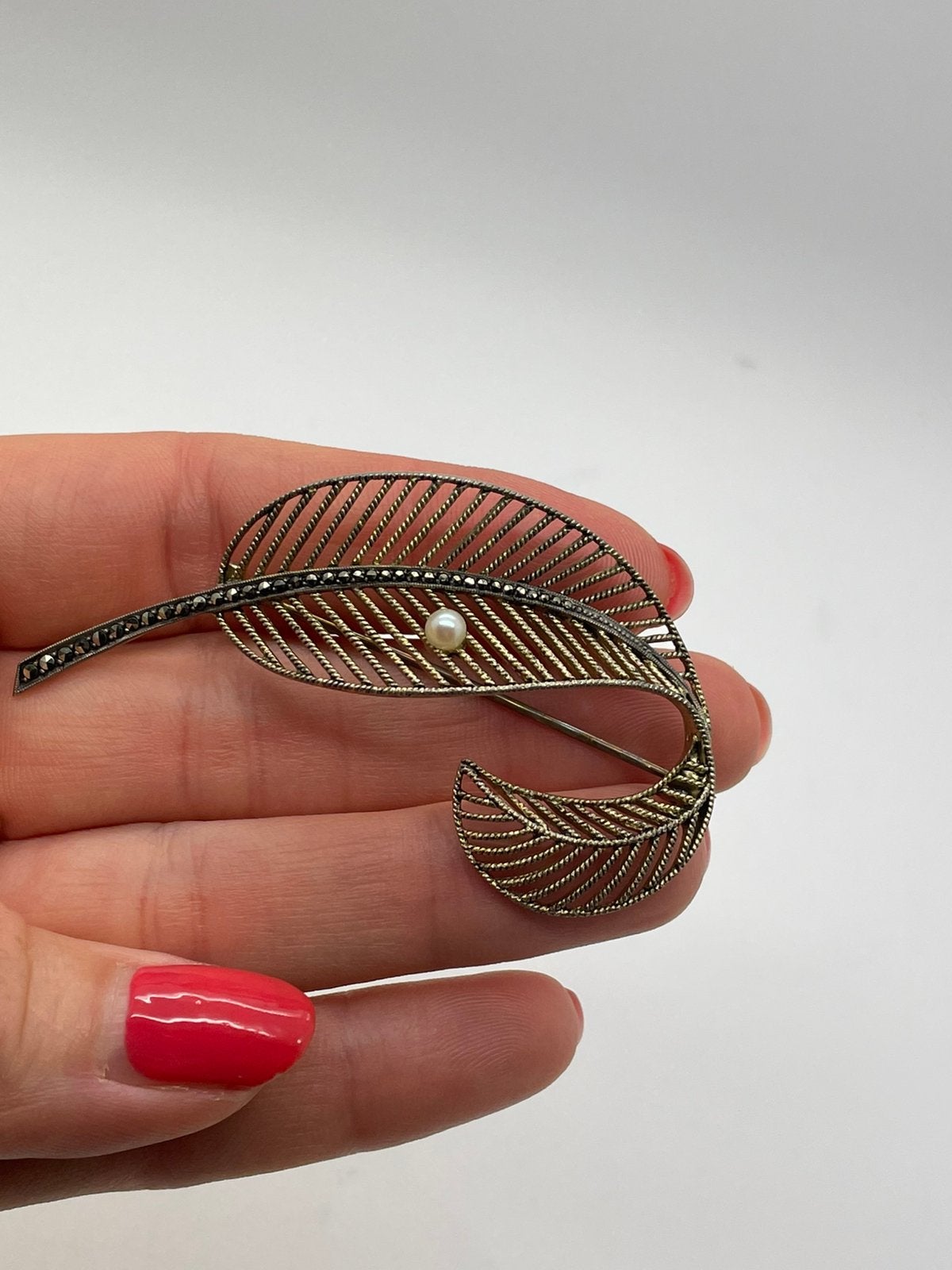 F619 Prachtige zilveren Fahrner broche, Sieraden, Tassen en Uiterlijk, Ophalen of Verzenden, Zilver, Broche, Met edelsteen