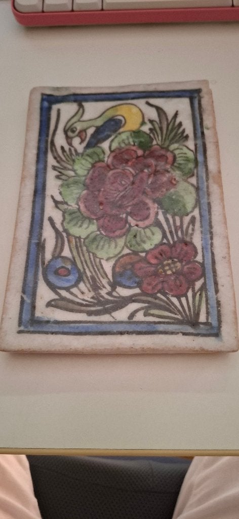 Qajar tegel  met handbeschilderd motief, Antiek en Kunst, Verzenden