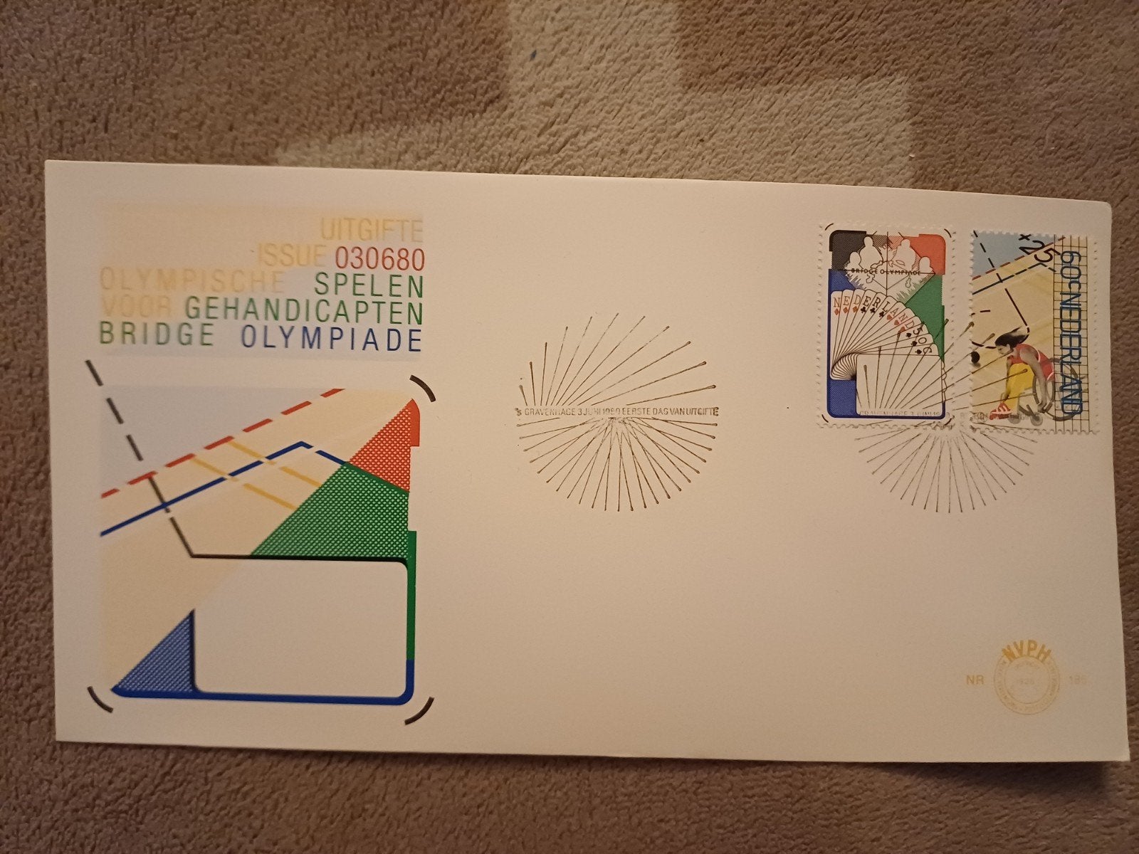 Eerste Dag Envelop Olympische Spelen Gehandicapten, Postzegels en Munten, Ophalen of Verzenden, Na 1940, Gestempeld