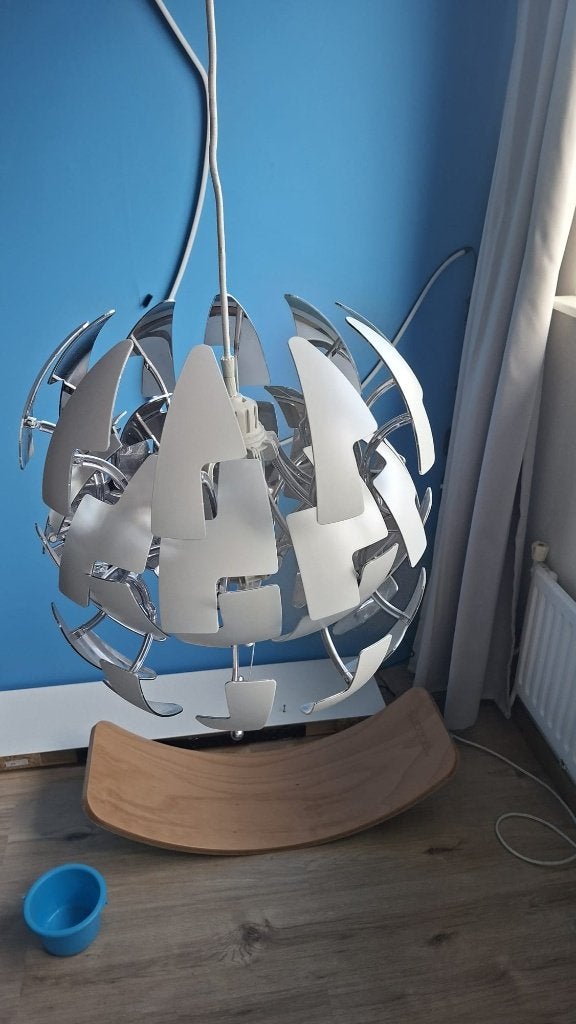 hanglamp IKEA PS 2014  wit/zilver – verstelbare bol, Ophalen, Kunststof, IKEA PS 2014  wit/zilver, E27 (groot)