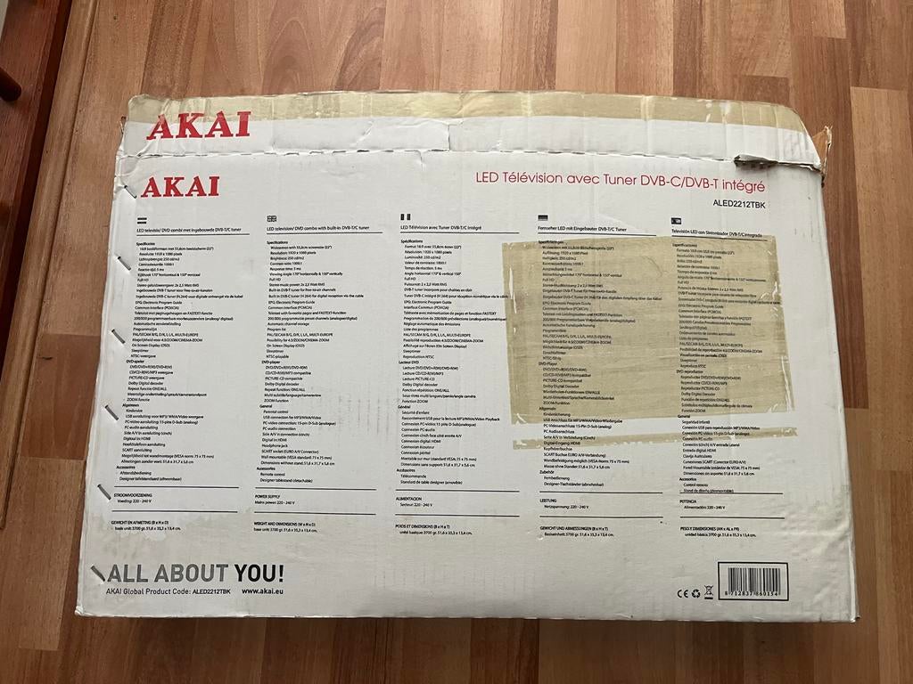 AKAI LED TV/DVD Combo met DVB-C/DVB-T tuner, Overige merken, LED, 50 Hz, HD Ready (720p)