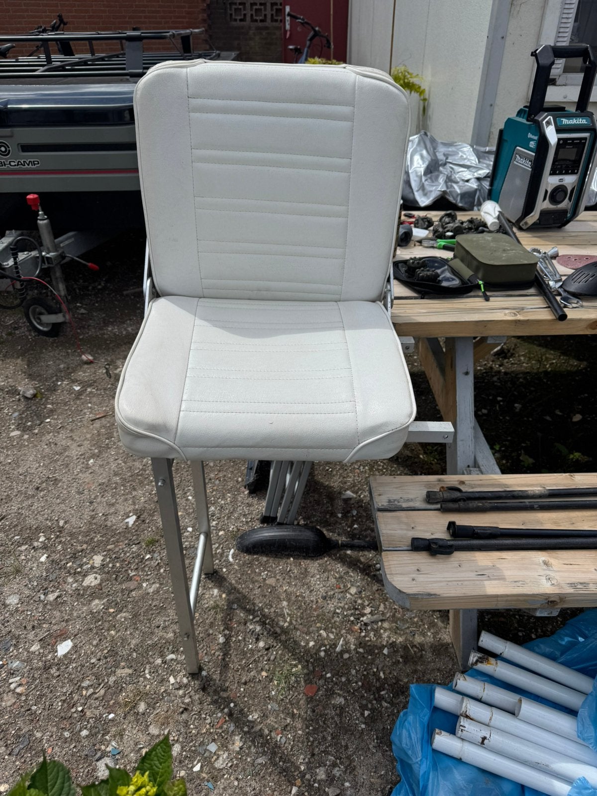 Lederen boot stoel, Ophalen, Gebruikt, Interieur en Kussens