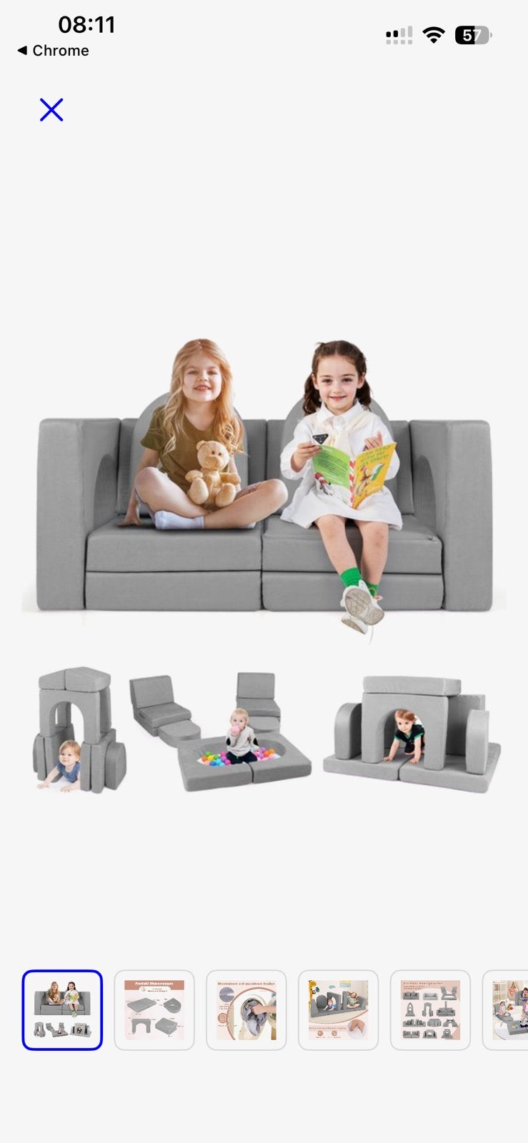 Kinder speelbank, Kinderen en Baby's, Grijs, Ophalen, Zo goed als nieuw, Zitmeubel