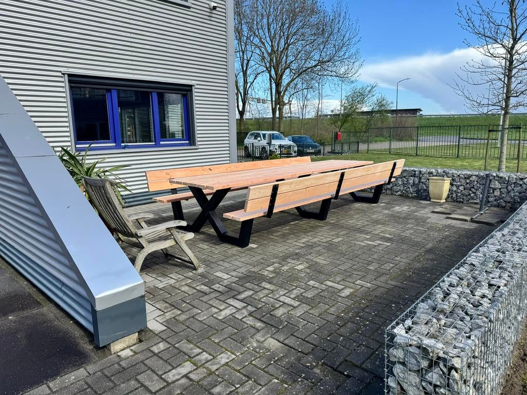 Picknicktafels staal en Douglas robuuste kwaliteit, Tuin en Terras, Picknicktafels, Ophalen of Verzenden, Nieuw, Rechthoekig, Staal