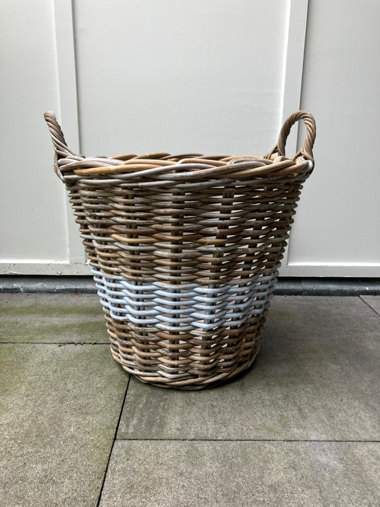 Riet rieten rotan mand rond landelijke stijl plantenbak, Ophalen, Zo goed als nieuw, Rond, Riet