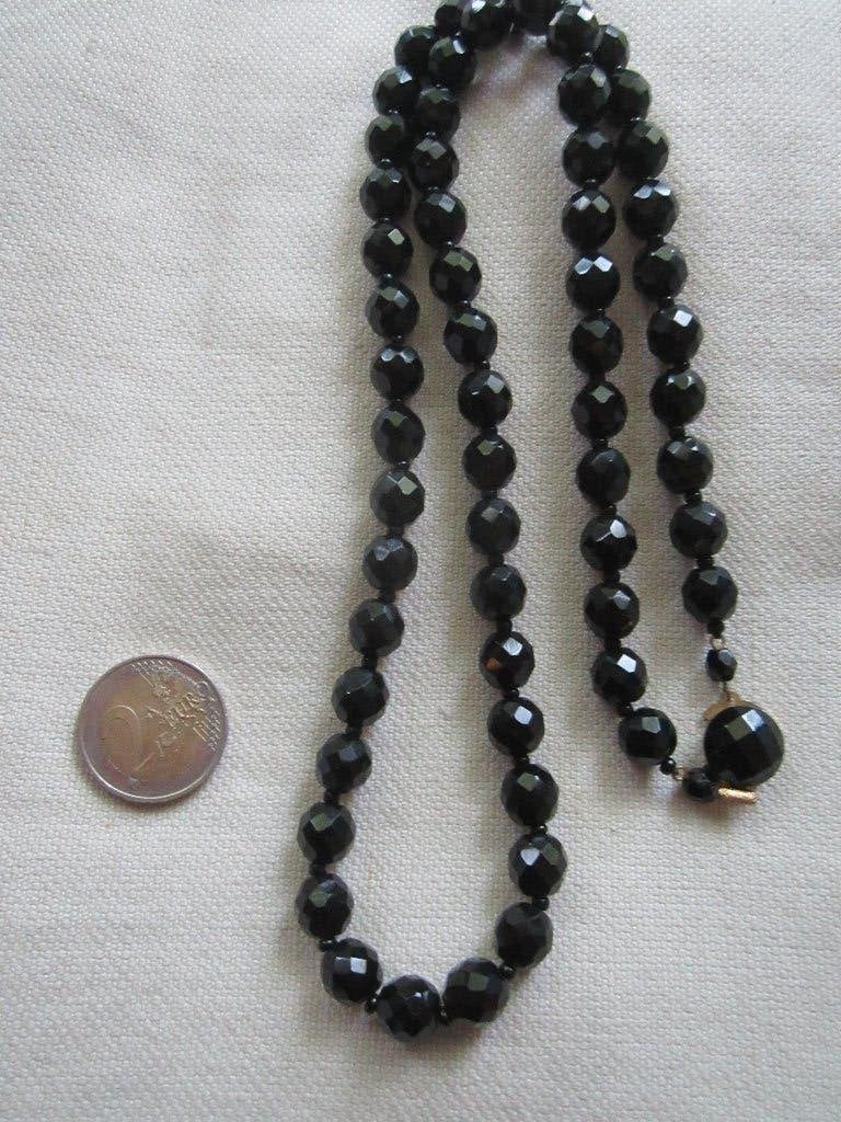 19.   Schitterende oude ketting,  French jet,   70 cm, Ophalen, Overige materialen, Ketting