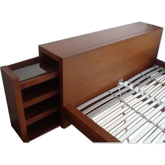 Malm Ikea bed, donkerbruin, uitschuifbare nachtkastjes, Antiek en Kunst, Ophalen