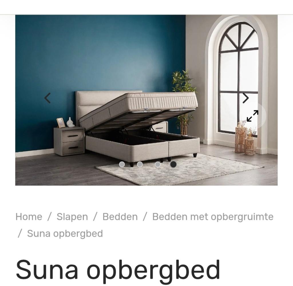 Nieuwe boxspring type Suna, Ophalen, Beige, 200 cm, 160 cm