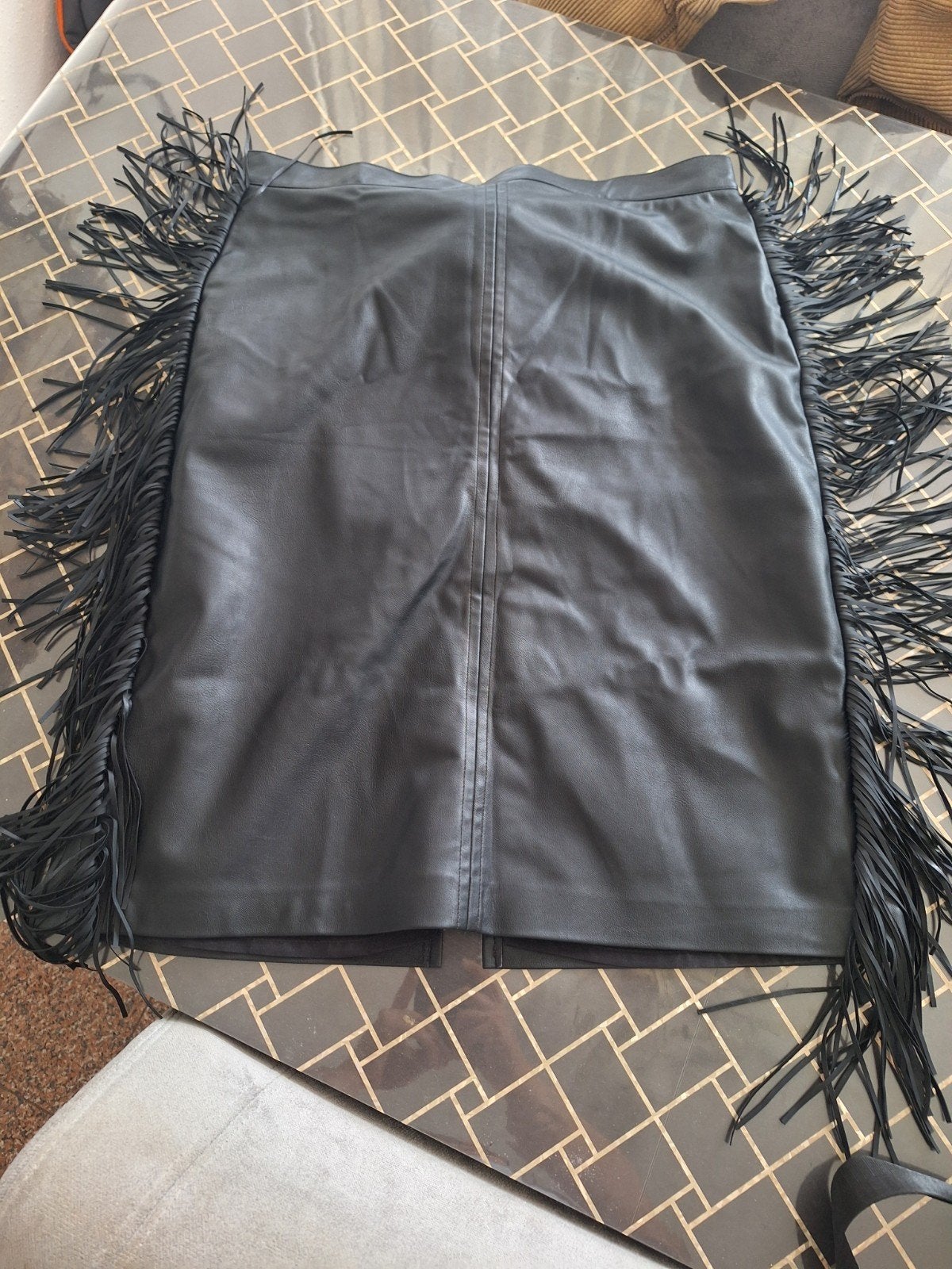 H&M Edition Zwarte Franje Rok Maat 46, Zwart, Maat 46/48 (XL) of groter, H&M Edition, Ophalen of Verzenden