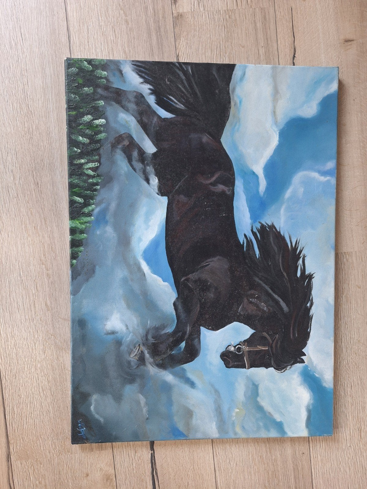 Schilderij Fries Paard van W. de Jager, Antiek en Kunst, Ophalen