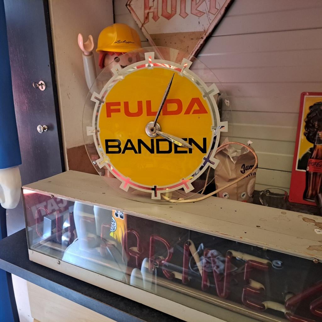 Fulda garageklokje Vintage '70, Verzamelen, Ophalen, Gebruikt, Reclamebord