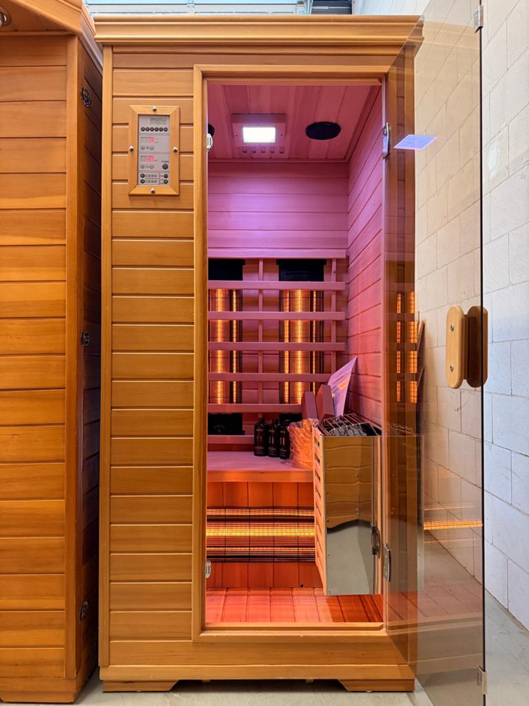 Combi Sauna (Infrarood + Fins) - GRATIS BEZORGD + GEMONTEERD, Ophalen of Verzenden, Zo goed als nieuw, Fins of Traditioneel, Complete sauna